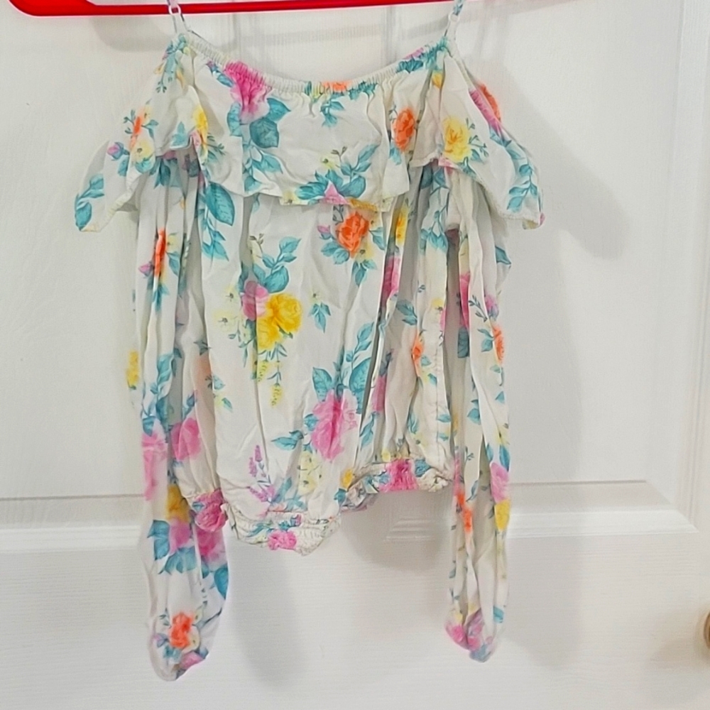 Long sleeve white  floral shirt